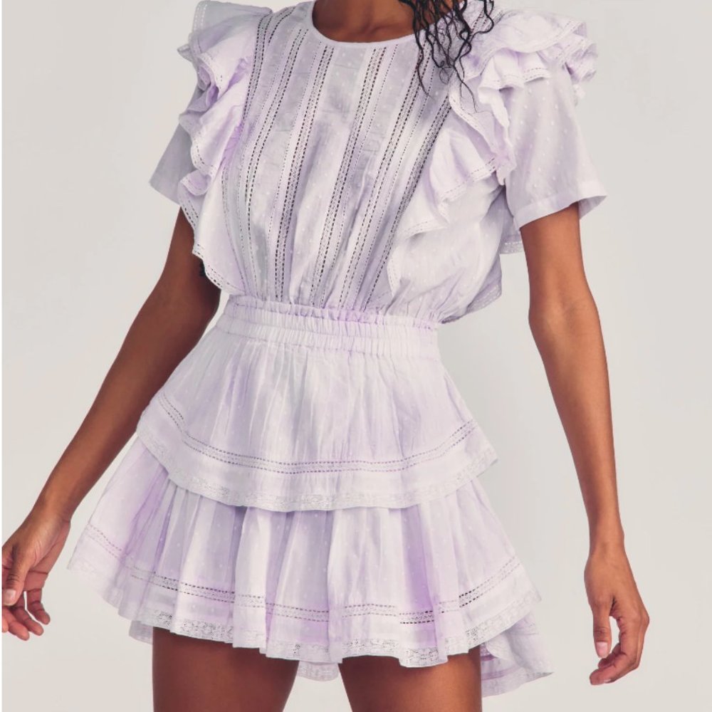 NWT- Loveshackfancy Natasha Dress, Violet Splash Hand Dye, XL